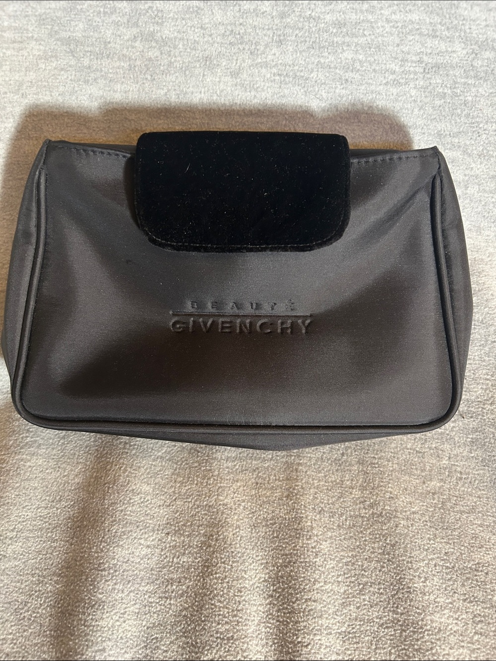 GIVENCHY Beaute Satin and Velvet Black Small Pouch Gold Metal Hardware NWOT